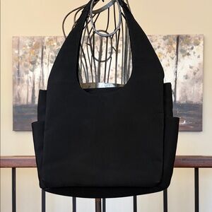 HOBO International Durable Black Lined Three Compartment Shoulder Bag Excellent